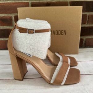 Steve Madden Tan Block Heel with Ankle Strap